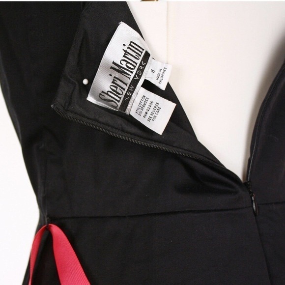 Vintage Halter Dress Sheri Martin Black Peplum Top Floral Skirt Size 6 - Hey Viv - Picture 5 of 8